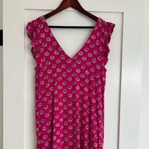 Casual Pink Print Cotton Dress